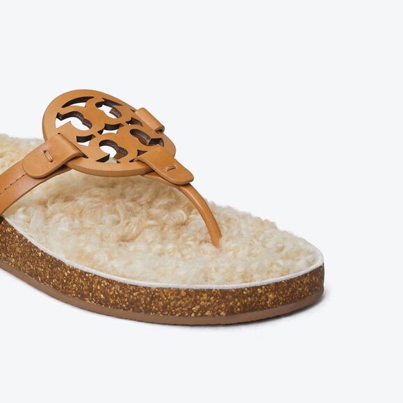 Tory Burch MILLER CLOUD Cork Shearling Sandals Flats - Picture 8 of 8
